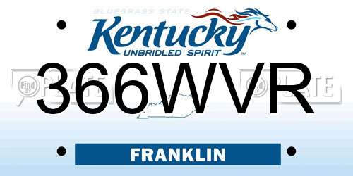 366WVR Kentucky License Plate