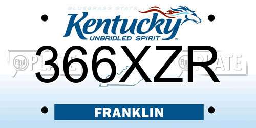 366XZR Kentucky License Plate