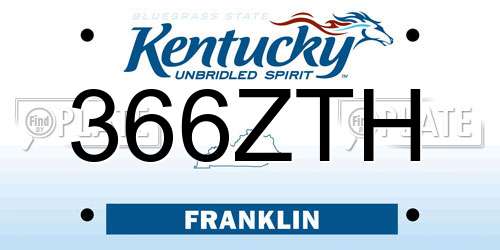 366ZTH Kentucky License Plate