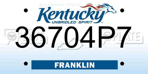 36704P7 Kentucky License Plate