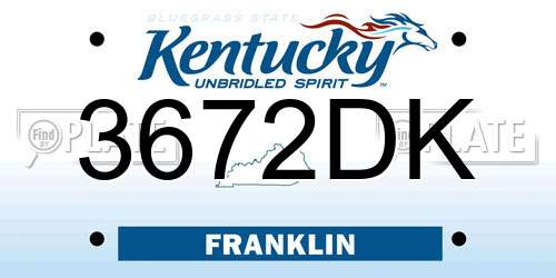 3672DK Kentucky License Plate