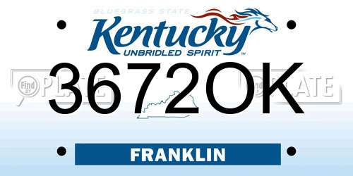3672OK Kentucky License Plate