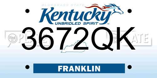 3672QK Kentucky License Plate