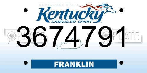3674791 Kentucky License Plate