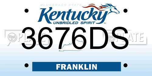 3676DS Kentucky License Plate