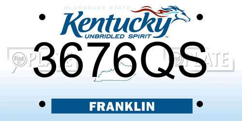 3676QS Kentucky License Plate