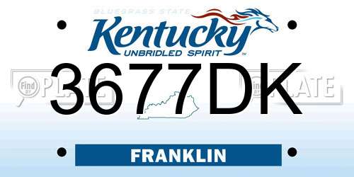 3677DK Kentucky License Plate
