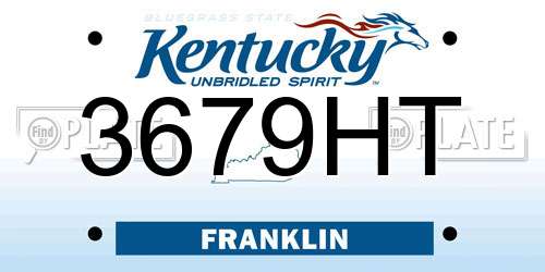 3679HT Kentucky License Plate