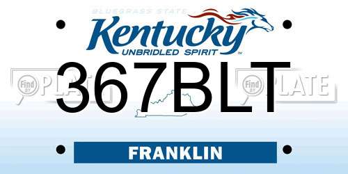367BLT Kentucky License Plate