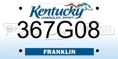 367G08 Kentucky License Plate