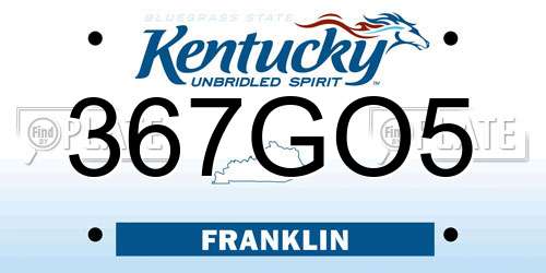 367GO5 Kentucky License Plate