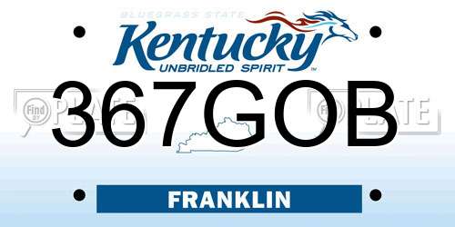 367GOB Kentucky License Plate