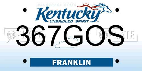 367GOS Kentucky License Plate