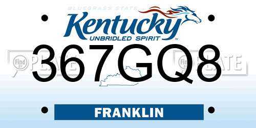 367GQ8 Kentucky License Plate
