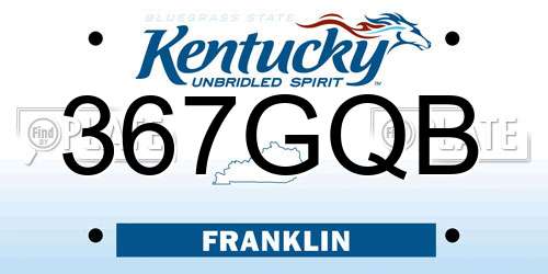 367GQB Kentucky License Plate