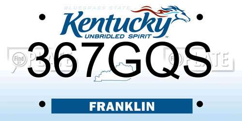367GQS Kentucky License Plate