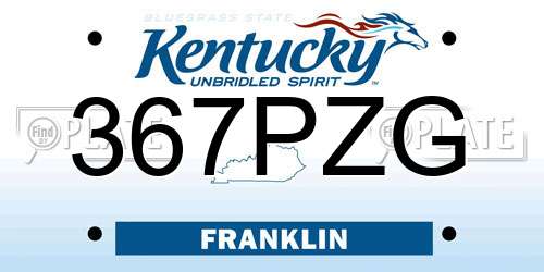 367PZG Kentucky License Plate