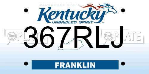 367RLJ Kentucky License Plate
