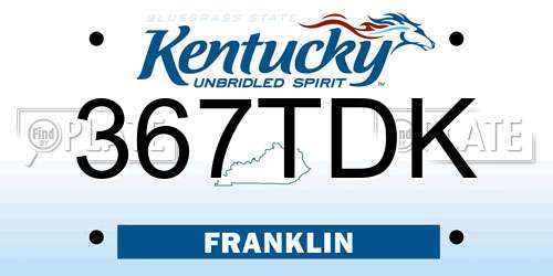367TDK Kentucky License Plate