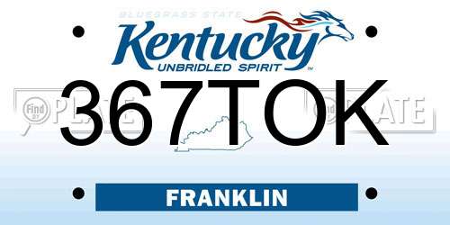 367TOK Kentucky License Plate