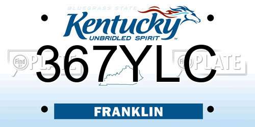 367YLC Kentucky License Plate