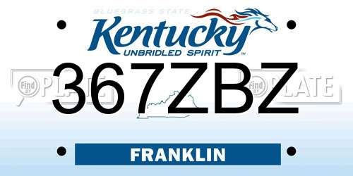 367ZBZ Kentucky License Plate