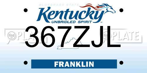 367ZJL Kentucky License Plate