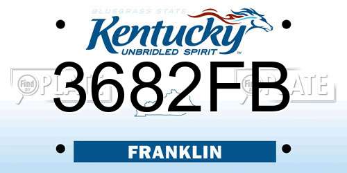3682FB Kentucky License Plate