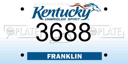 3688 Kentucky License Plate