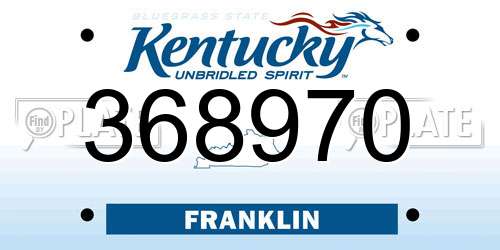 368970 Kentucky License Plate