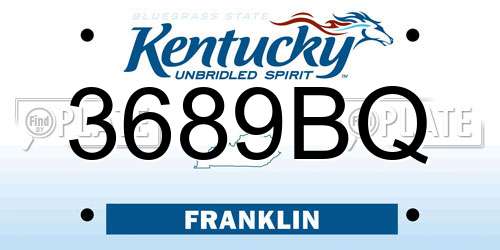 3689BQ Kentucky License Plate