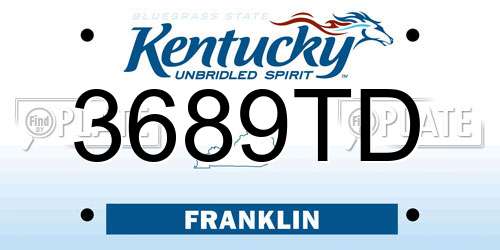 3689TD Kentucky License Plate
