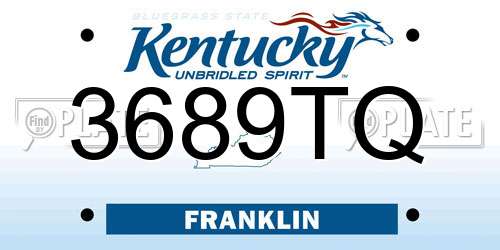 3689TQ Kentucky License Plate