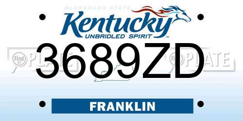 3689ZD Kentucky License Plate