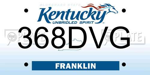 368DVG Kentucky License Plate