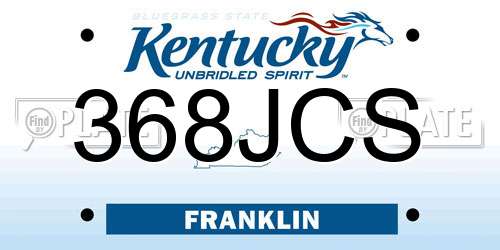 368JCS Kentucky License Plate