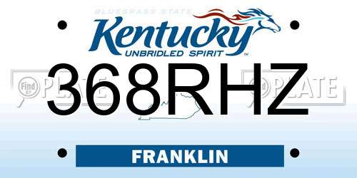 368RHZ Kentucky License Plate