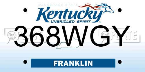 368WGY Kentucky License Plate