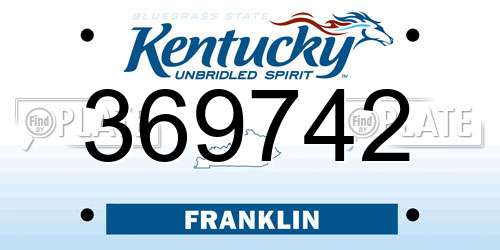 369742 Kentucky License Plate