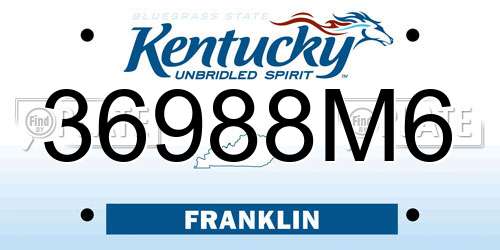 36988M6 Kentucky License Plate