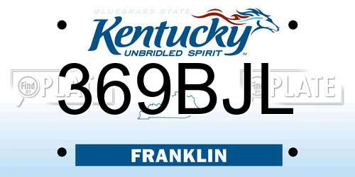 369BJL Kentucky License Plate