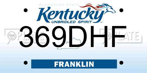 369DHF Kentucky License Plate