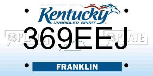 369EEJ Kentucky License Plate
