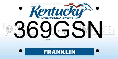 369GSN Kentucky License Plate