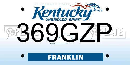 369GZP Kentucky License Plate