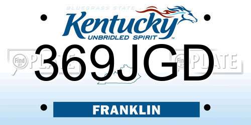 369JGD Kentucky License Plate
