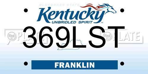 369LST Kentucky License Plate