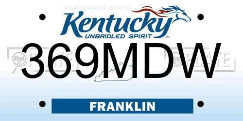 369MDW Kentucky License Plate