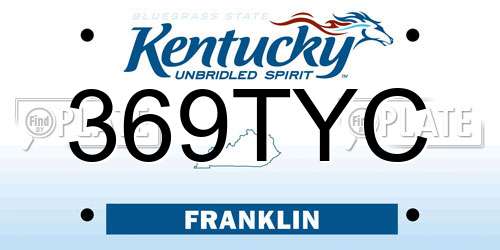 369TYC Kentucky License Plate