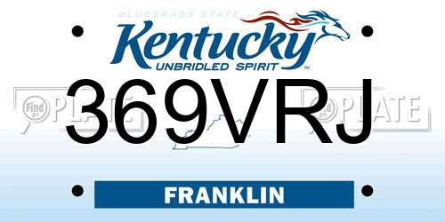 369VRJ Kentucky License Plate
